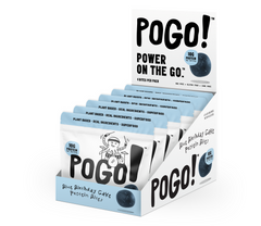 Blue Birthday Cake PoGo! protein bite — plant-based gluten-free snack